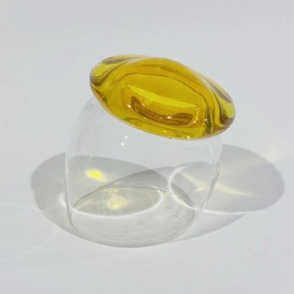 Bacardi Límon Wobble Shooter Glass Yellow & Clear Glass W Logo Roly Poly Barware